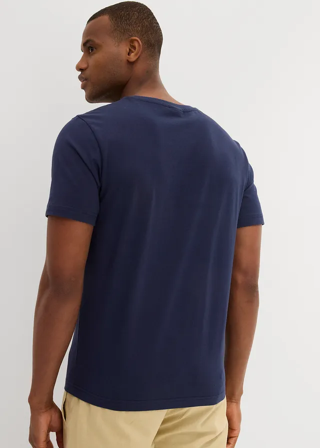 T-shirt 100% coton, Couleur: bleu foncé imprimé