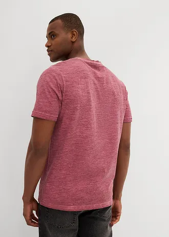 T-shirt z efektem wytarcia, z bawełny organicznej • kremowy jeżynowy z nadrukiem • sklep bonprix