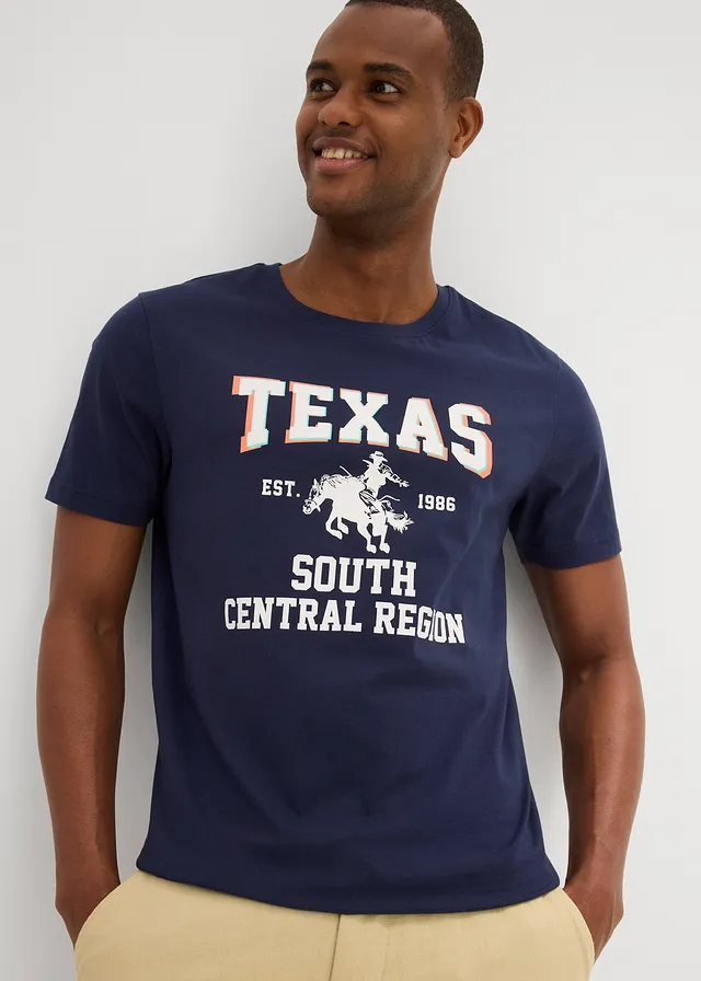 T-shirt van biologisch katoen, Kleur: donkerblauw met print