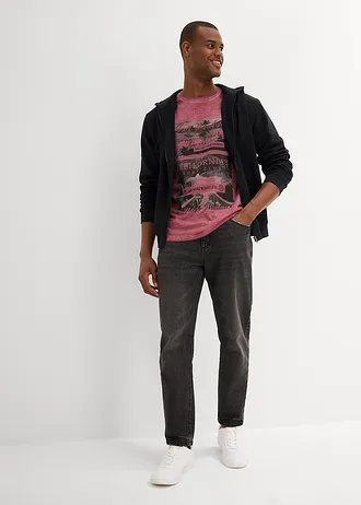 T-shirt aspect délavé en coton • vieux rose imprimé • Boutique bonprix