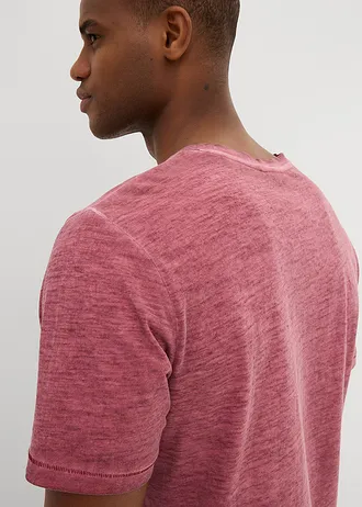 T-shirt aspect délavé en coton • vieux rose imprimé • Boutique bonprix