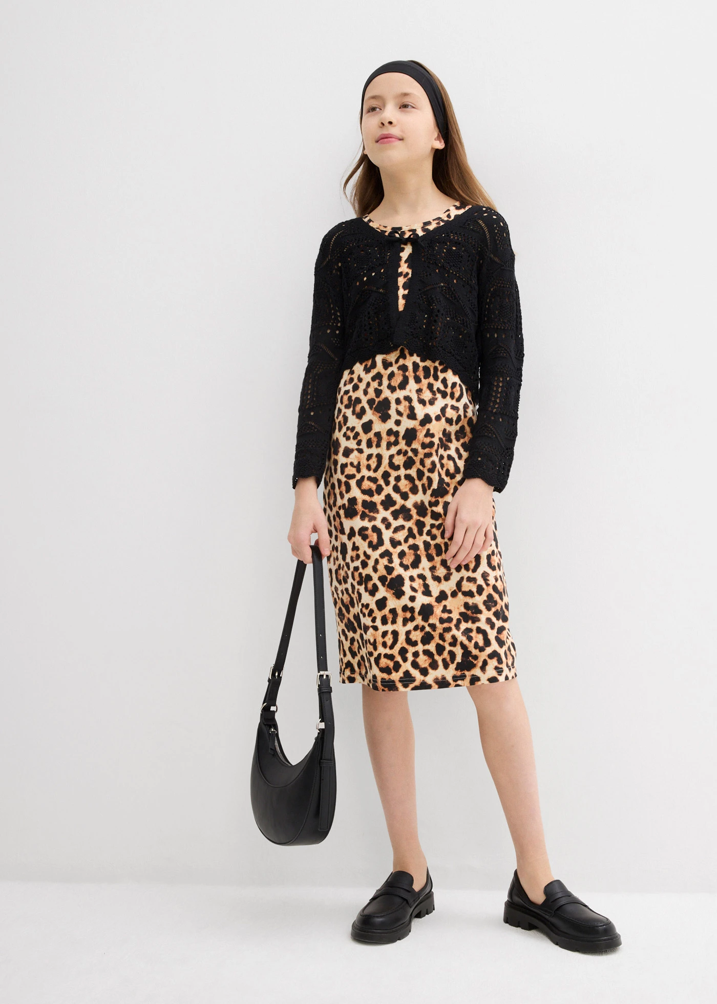 Lot de 2 robes en jersey 100% coton • noir+beige imprimé • Boutique bonprix