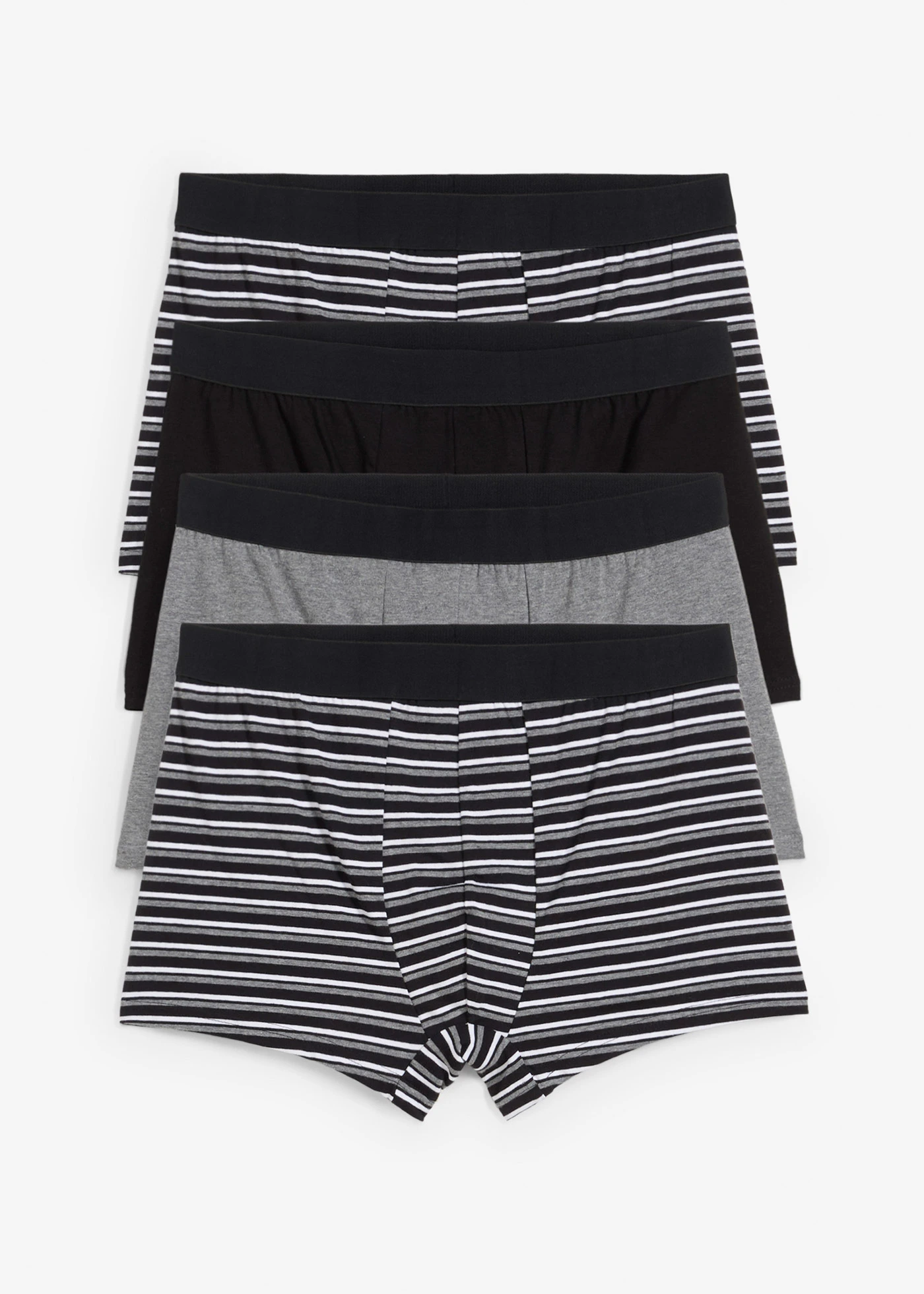 Strakke boxer met katoen (set van 4) • zwart+grijs gemêleerd+gestreept • bonprix online shop