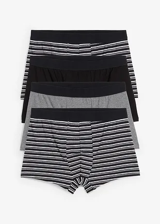 Strakke boxer met katoen (set van 4) • zwart+grijs gemêleerd+gestreept • bonprix online shop