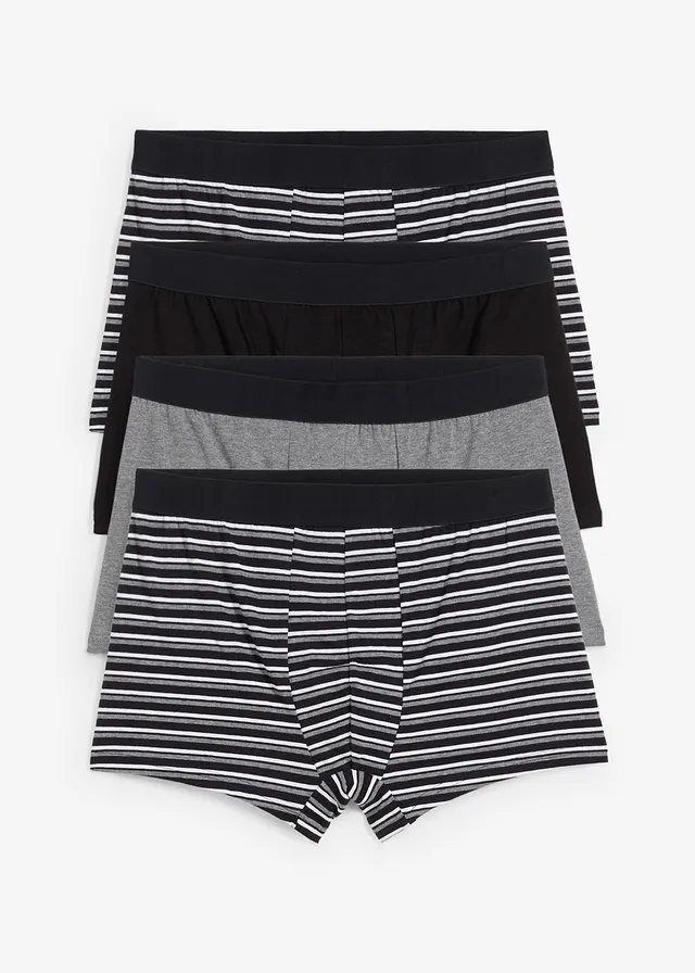 Strakke boxer met katoen (set van 4) • zwart+grijs gemêleerd+gestreept • bonprix online shop