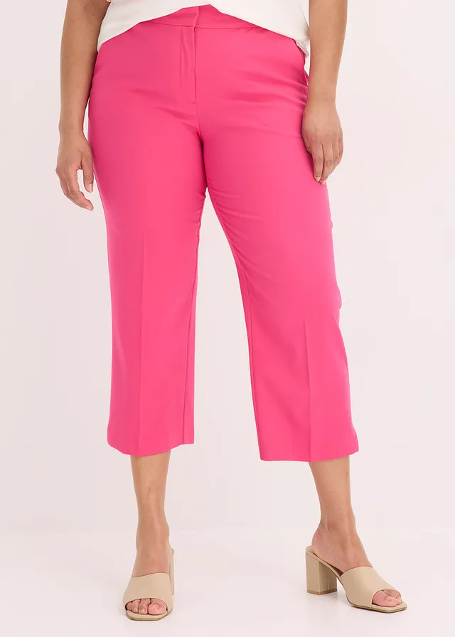 Pantalon 3/4 droit, fendu en bas, Couleur: fuchsia