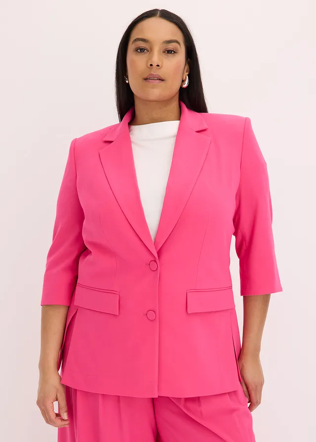 Żakiet z modnie zaznaczonymi ramionami, kolor: różowy "pinklady"