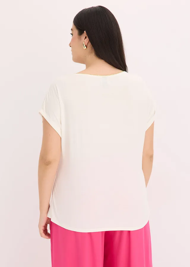 Bluză cu inserție țesută, culoare: ecru-pink floral