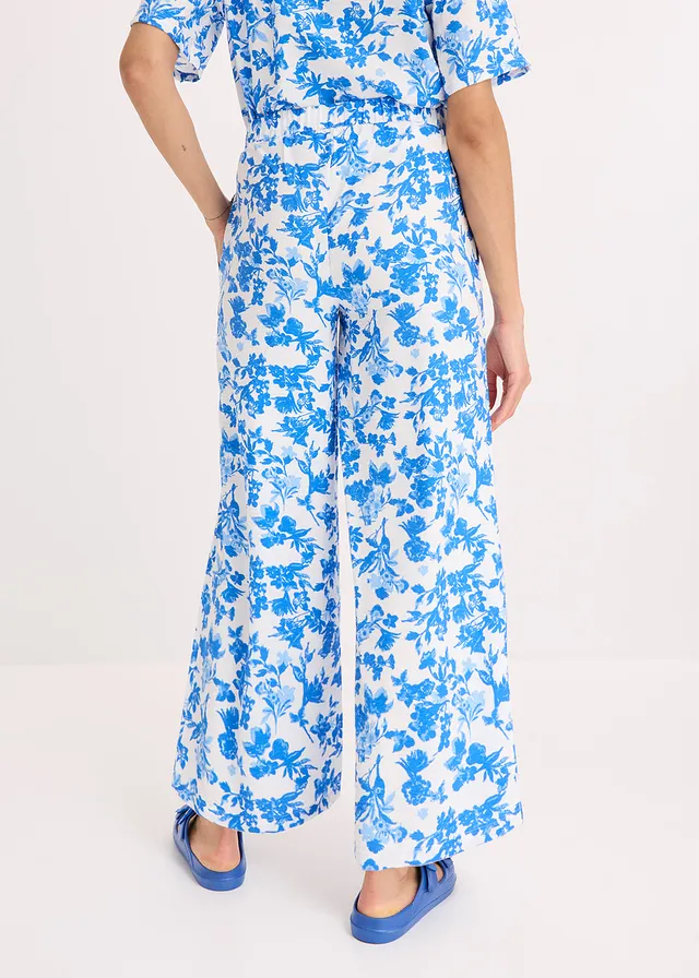 Jupe-culotte fluide en viscose mélangée, Couleur: blanc imprimé
