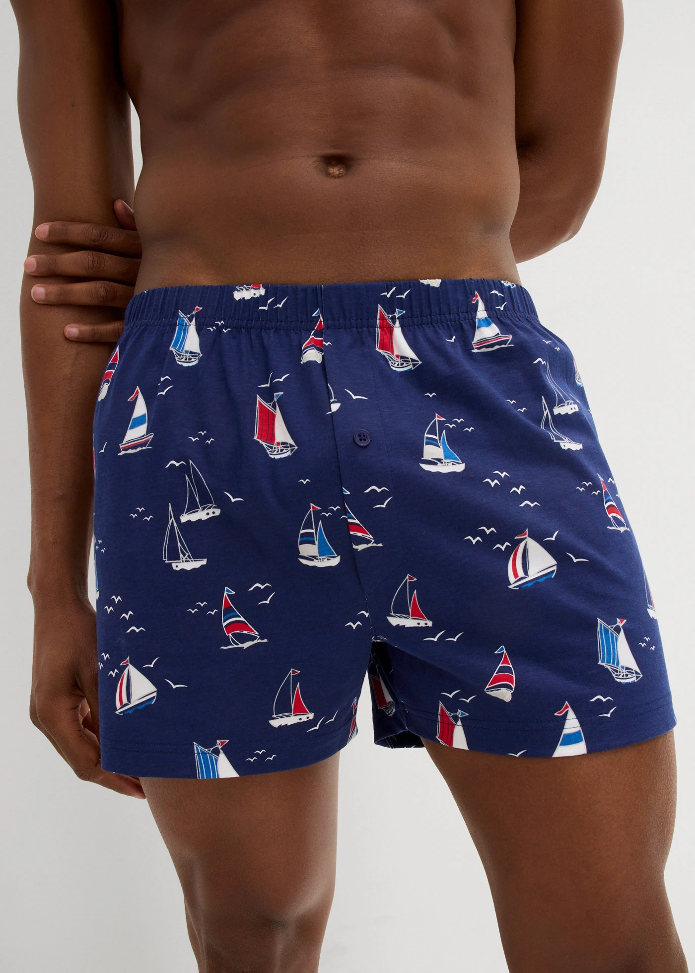 Chilot boxer jerse din bumbac organic (set/3 perechi) • albastru marin cu imprimeu • magazin bonprix