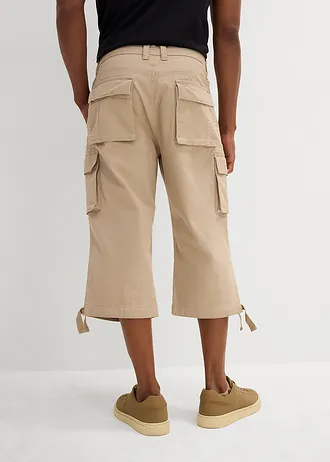 3/4 strečové cargo kalhoty, Loose Fit, extra široké • písková • bonprix obchod