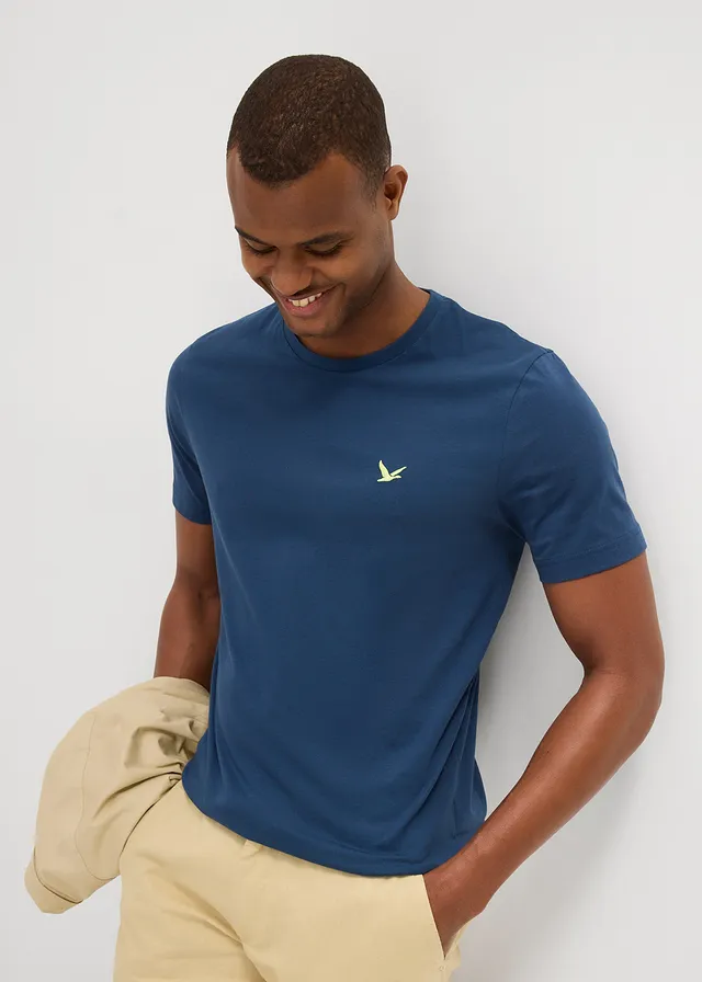 T-shirt van katoen (set van 2), Kleur: donkerblauw+zwart