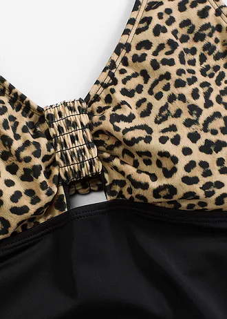 Jednodílné plavky • antracitová s leopardím potiskem • bonprix obchod