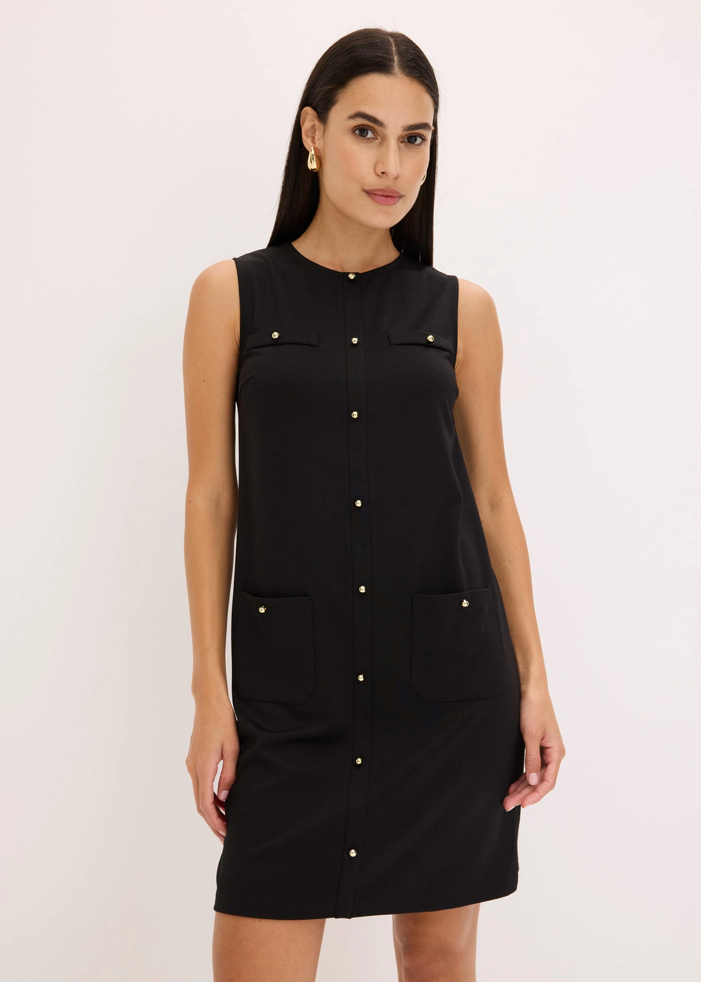 Jurk met decoratieve knopen • zwart • bonprix online shop