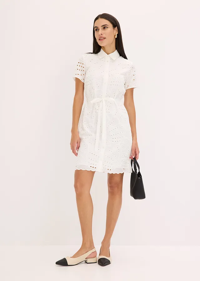 Robe-chemise en broderie anglaise, Couleur: blanc