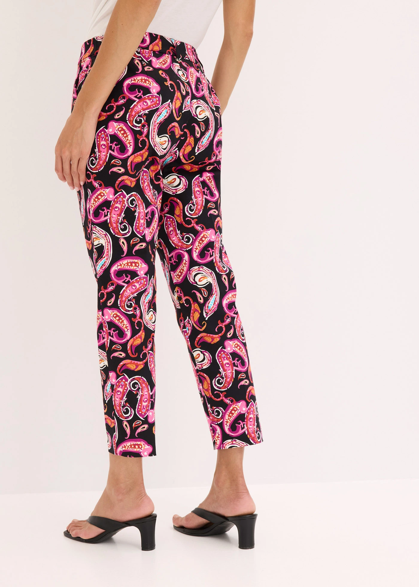 7/8 stretch broek • zwart-violetorchidee paisley • bonprix online shop