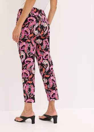 7/8 stretch broek • zwart-violetorchidee paisley • bonprix online shop