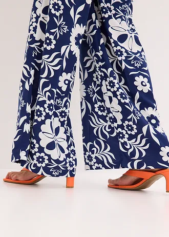 Kalhoty Marlene ze splývavé viskózy • intenzivní modro-přírodní bílá s potiskem • bonprix obchod