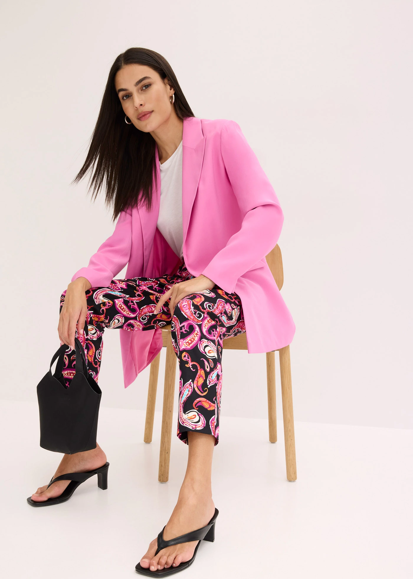 7/8 stretch broek • zwart-violetorchidee paisley • bonprix online shop