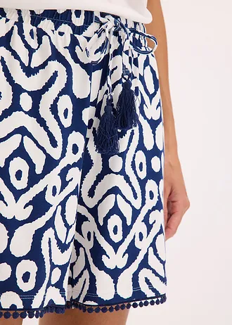 Pantaloni scurți de jerse din mix moale cu viscoză • bleumarin profund/alb cu imprimeu • magazin bonprix