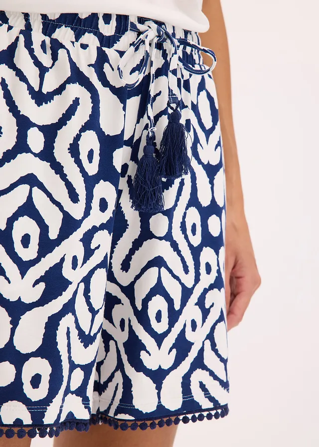 Jersey short van soepele viscose • diepzeeblauw/wit gedessineerd • product-page.page-title-suffix