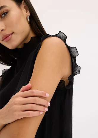 Blouse à volants • noir • Boutique bonprix