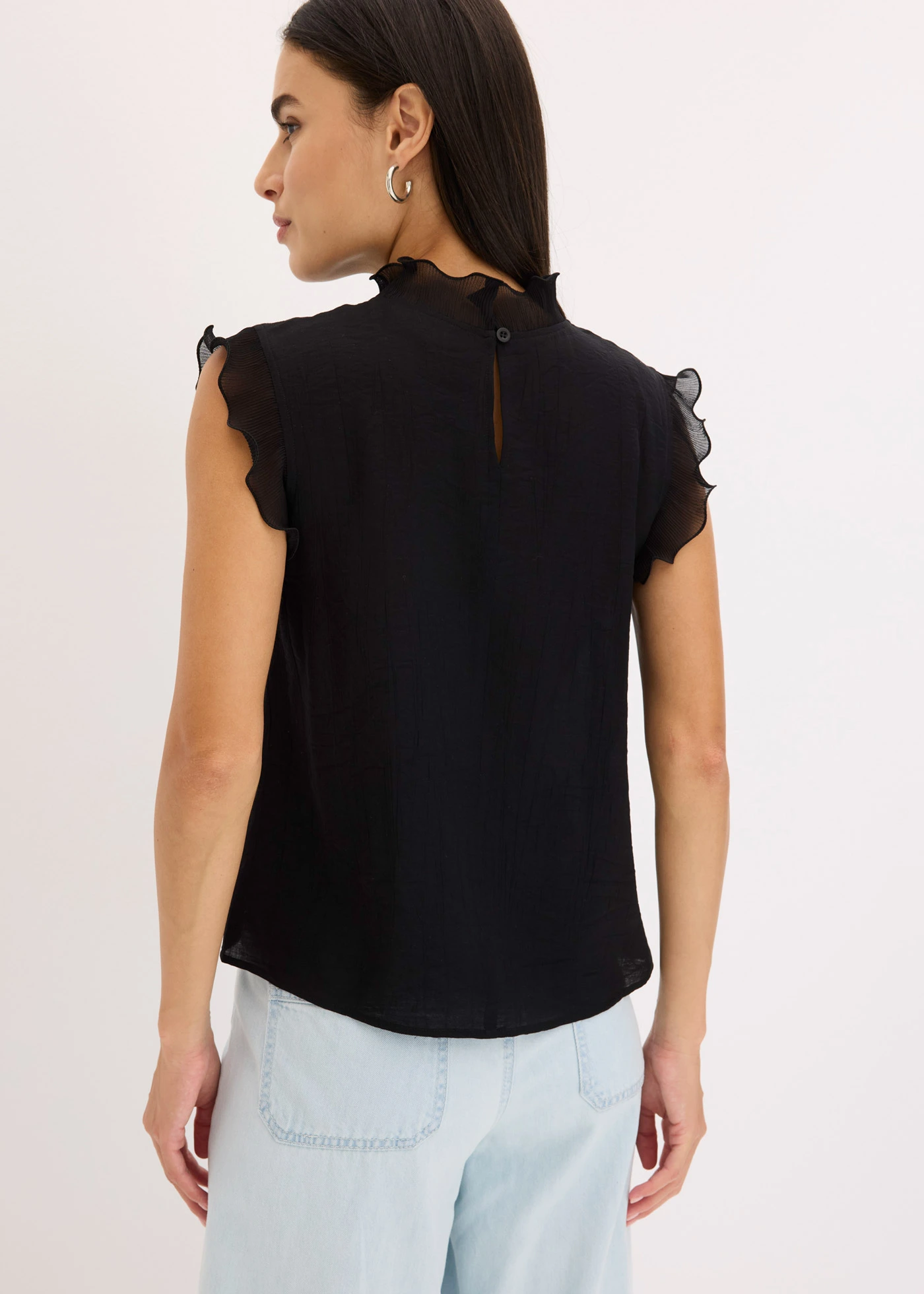 Blouse met volants • zwart • bonprix online shop