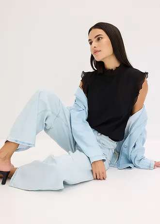 Blouse à volants • noir • Boutique bonprix