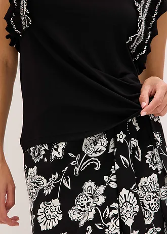 Top met volants van een zachte vicosemix • zwart • bonprix online shop