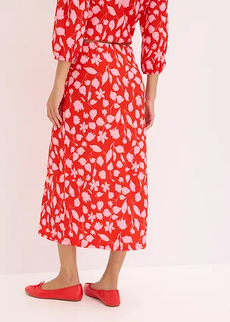 Gedessineerde rok • rood-roze gebloemd • bonprix online shop