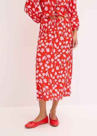 Gedessineerde rok • rood-roze gebloemd • bonprix online shop