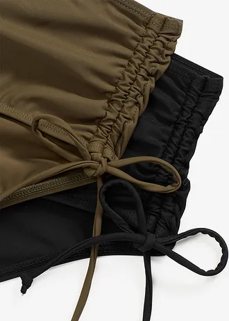 Stahovací bikiny (2 ks v balení), lehký tvarující efekt • černá /tmavě olivová • bonprix obchod