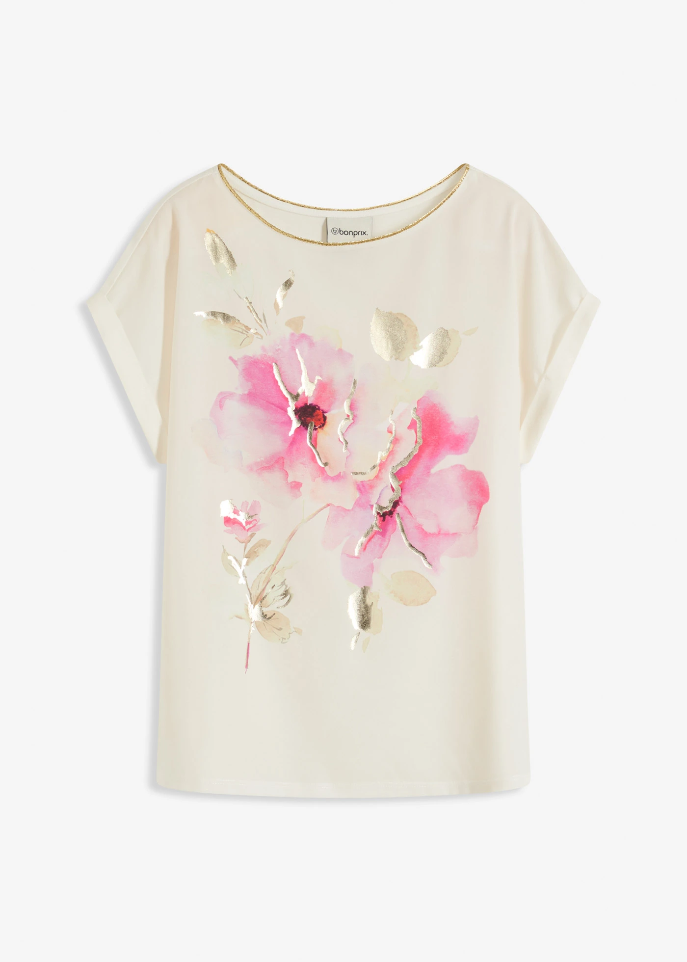 Bluză cu inserție • ecru-pink floral • magazin bonprix