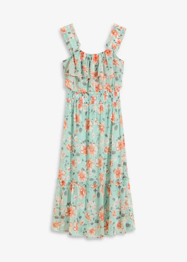 Gedessineerde Carmen jurk • mint gebloemd • bonprix online shop