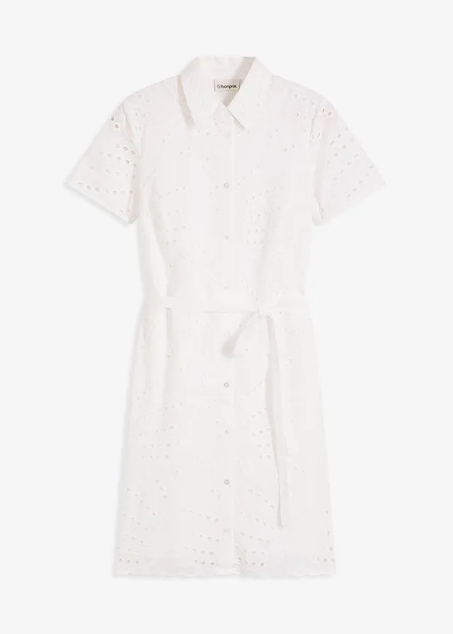 Robe-chemise en broderie anglaise, Couleur: blanc