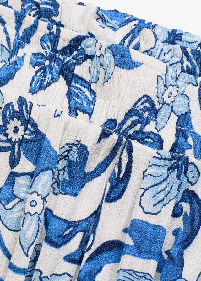 Carmen jurk van gestructureerde viscose • wit-gletsjerblauw gebloemd • product-page.page-title-suffix