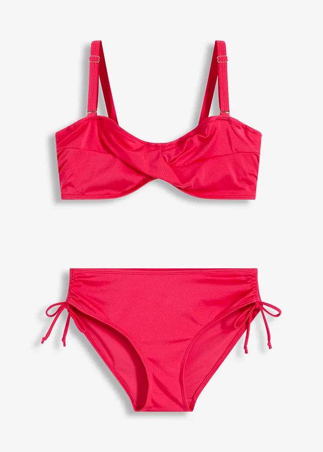 Balconette bikini (2-dlg. set) van glanzend materiaal, Kleur: hibiscuspink