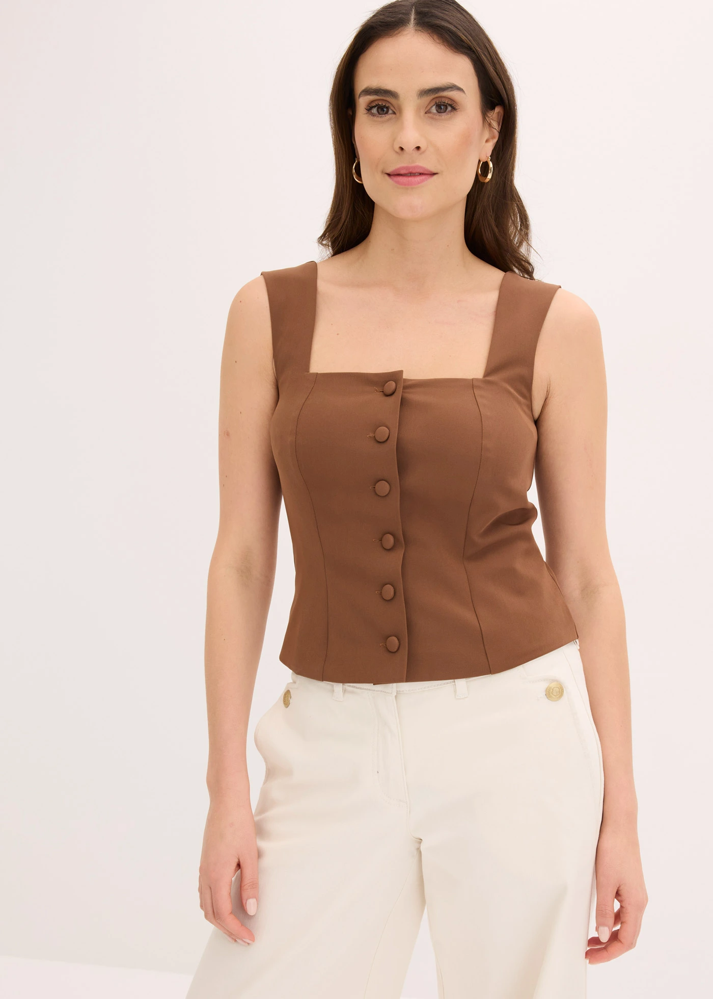 Blousetop met knopen • lichtbruin • bonprix online shop