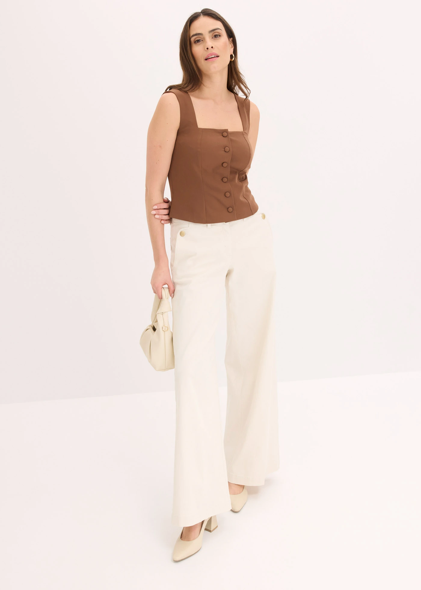 Blousetop met knopen • lichtbruin • bonprix online shop