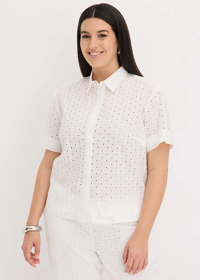 Chemisier à broderies anglaises, Couleur: écru