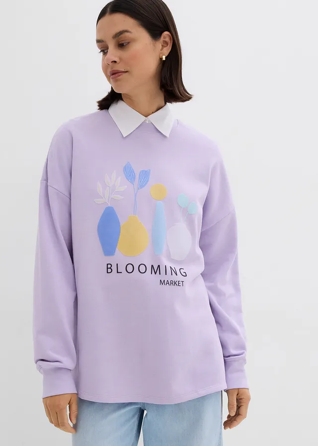 Sweat oversize en coton mélangé • mauve clair imprimé • product-page.page-title-suffix