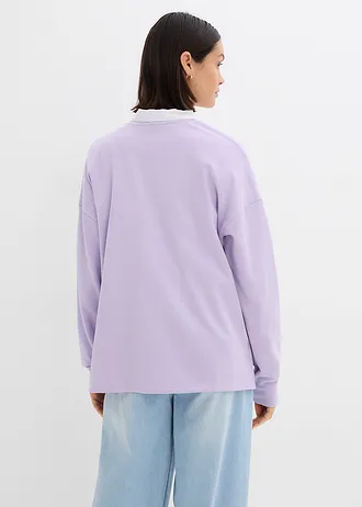 Sweat oversize en coton mélangé, Couleur: mauve clair imprimé