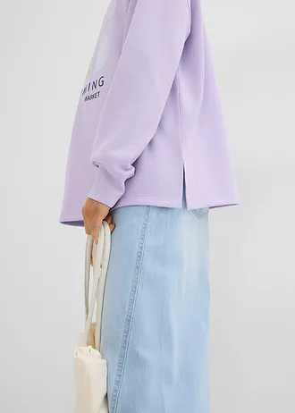 Sweat oversize en coton mélangé • mauve clair imprimé • Boutique bonprix