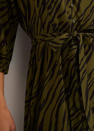 Midi jurk van soepele viscose • zebraprint donkerkaki/zwart • bonprix online shop