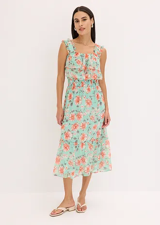 Gedessineerde Carmen jurk • mint gebloemd • bonprix online shop