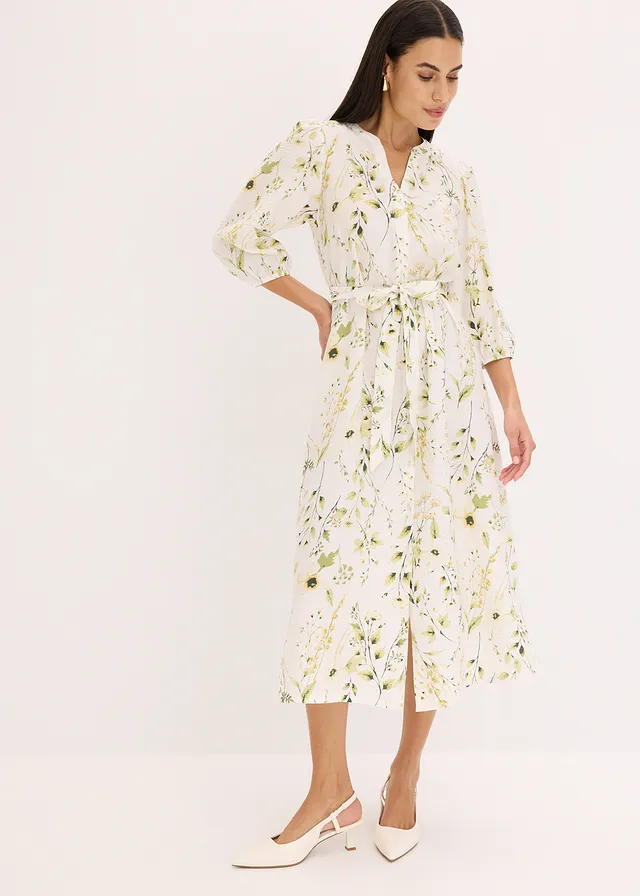 Robe-chemise imprimée, Couleur: blanc cassé