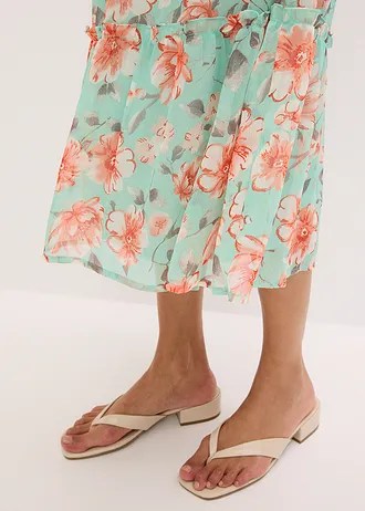 Robe imprimée col Bardot • menthe à fleurs • Boutique bonprix