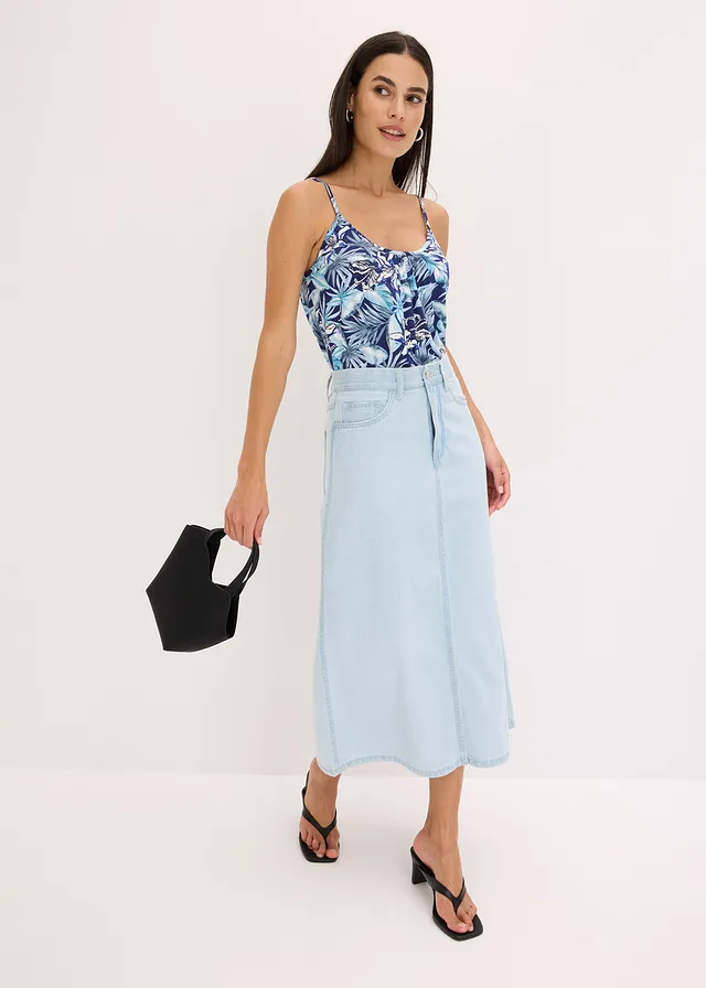 Top à fines bretelles en viscose extensible douce • bleu floral • product-page.page-title-suffix