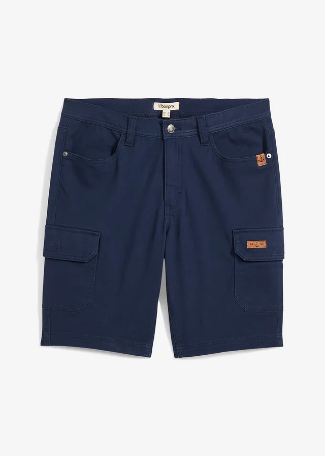 Bermuda extensible, slim, Couleur: bleu foncé