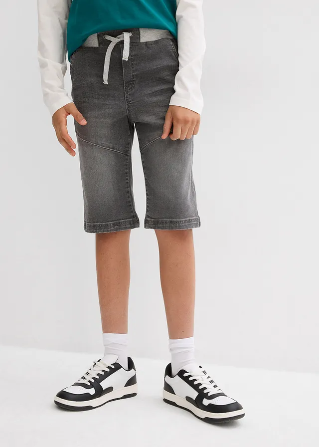 Stretch jeans bermuda, regular fit, Kleur: middengrijs denim